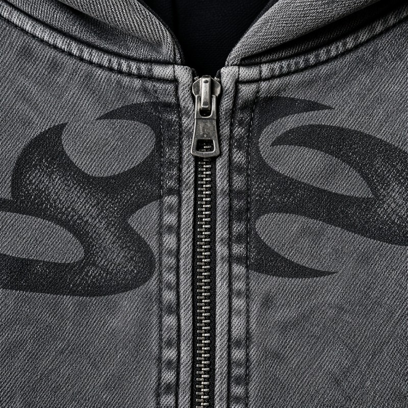 Washed DTG Print Full Zip Hoodie Set