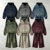 Washed DTG Print Full Zip Hoodie Set | Vintage Mineral Wash Tribal Graphic Zip Up Design | Custom Streetwear