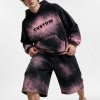 Washed Spray Dye Gradient Hoodie Set | Multi-Color Rivet Pocket Design | Custom Streetwear