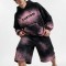 Washed Spray Dye Gradient Hoodie Set | Multi-Color Rivet Pocket Design | Custom Streetwear