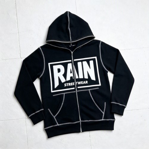Screen Print Full Face Zip Hoodie | Contrast Stitch | Daily Casual Hip Hop Streetwear | Custom Streetwear