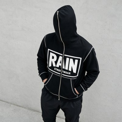 Screen Print Full Face Zip Hoodie | Contrast Stitch | Daily Casual Hip Hop Streetwear | Custom Streetwear