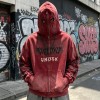 Washed Spray dye Screen Print Full Face Zip Hoodie | Eye Hole Balaclava Hood Design | Streetwear Manufacturer