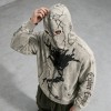 Washed Screen Print Full Face Zip Hoodie | Distressed Eye Hole Balaclava Design | OEM Streetwear