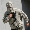 Washed Screen Print Full Face Zip Hoodie | Distressed Eye Hole Balaclava Design | OEM Streetwear
