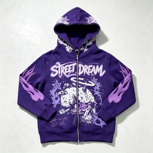 Washed DTG Screen Print Full Face Zip Hoodie | Graffiti Hip Hop Urban Street Casual Wear | Custom Streetwear