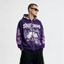Washed DTG Screen Print Full Face Zip Hoodie | Graffiti Hip Hop Urban Street Casual Wear | Custom Streetwear