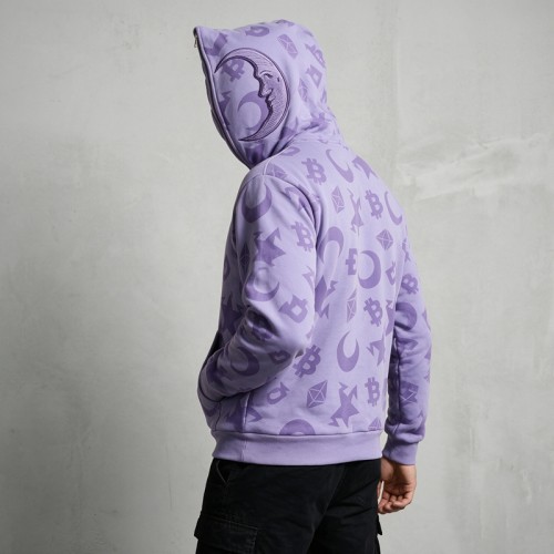 Embroidery Full Face Zip Hoodie with Towel Embroidery All Over DTG Print | Retro street casual daily wear | Custom Streetwear