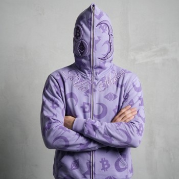 Embroidery Full Face Zip Hoodie with Towel Embroidery All Over DTG Print | Retro street casual daily wear | Custom Streetwear