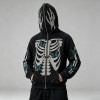 Full Face Zip Hoodie with Washed Rhinestone DTG Print | Shimmer Skeleton Butterfly Retro Design | Streetwear Manufacturer