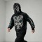 Full Face Zip Hoodie with Washed Rhinestone DTG Print | Shimmer Skeleton Butterfly Retro Design | Streetwear Manufacturer