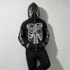 Full Face Zip Hoodie with Washed Rhinestone DTG Print | Shimmer Skeleton Butterfly Retro Design | Streetwear Manufacturer