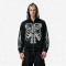 Full Face Zip Hoodie with Washed Rhinestone DTG Print | Shimmer Skeleton Butterfly Retro Design | Streetwear Manufacturer