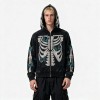 Full Face Zip Hoodie with Washed Rhinestone DTG Print | Shimmer Skeleton Butterfly Retro Design | Streetwear Manufacturer