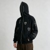 Wash DTG Print Full Face Zip Hoodie | Vintage Gothic Letter Sword Sleeve Print | Streetwear Manufacturer