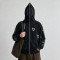Wash DTG Print Full Face Zip Hoodie | Vintage Gothic Letter Sword Sleeve Print | Streetwear Manufacturer