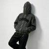 Washed Towel Embroidery Hoodie with Eyelet Rivet | Frayed Raw Edge Grunge Letter Design | Custom Streetwear