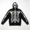 Acid Wash Screen Print Full Face Zip Hoodie | Cracked Vintage Full Body Skeleton Graphic | OEM Streetwear