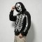 Acid Wash Screen Print Full Face Zip Hoodie | Cracked Vintage Full Body Skeleton Graphic | OEM Streetwear