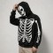 Acid Wash Screen Print Full Face Zip Hoodie | Cracked Vintage Full Body Skeleton Graphic | OEM Streetwear