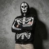 Acid Wash Screen Print Full Face Zip Hoodie | Cracked Vintage Full Body Skeleton Graphic | OEM Streetwear