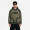 Distress Hoodie with Washed Spray Dye Ripped | Army Green Punk Street Casual Wear | Custom Streetwear