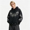 Distress Hoodie With Washed and Screen Print Ripped Craft | Gothic Punk Streetwear | Streetwear Manufacturer