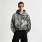 Washed Spray Dye Screen Print Zip Up Distress Hoodie | Graffiti Drip Print Ripped Cropped Fit | Custom Streetwear