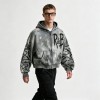 Washed Spray Dye Screen Print Zip Up Distress Hoodie | Graffiti Drip Print Ripped Cropped Fit | Custom Streetwear