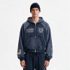 Distress Washed Hoodie with DTG Print Rhinestone | Applique Ripped Vintage Washed Style | OEM Streetwear
