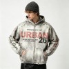 Distress Ripped Hoodie with Washed Spray Dye DTG Print | Urban hip hop street daily wear | Custom Streetwear