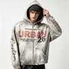 Distress Ripped Hoodie with Washed Spray Dye DTG Print | Urban hip hop street daily wear | Custom Streetwear