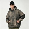 Distress Washed Hoodie with Ripped Raw Edge | Grunge dark street casual wear | Custom Streetwear