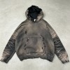 Distress Washed Hoodie with Ripped Raw Edge | Grunge dark street casual wear | Custom Streetwear