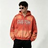 Acid Wash Spray Dye Rhinestone Distressed ripped Hoodie | Hip Hop Punk Fashion Streetwear | Streetwear Manufacturer