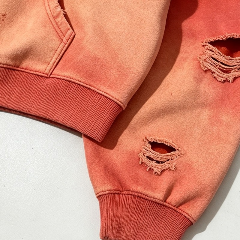 Acid Wash Spray Dye Rhinestone Distressed ripped Hoodie