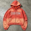 Acid Wash Spray Dye Rhinestone Distressed ripped Hoodie | Hip Hop Punk Fashion Streetwear | Streetwear Manufacturer