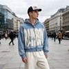 Distressed washed Applique Letter Graphic Hoodie | Y2K Grunge Streetwear Apparel | OEM Streetwear