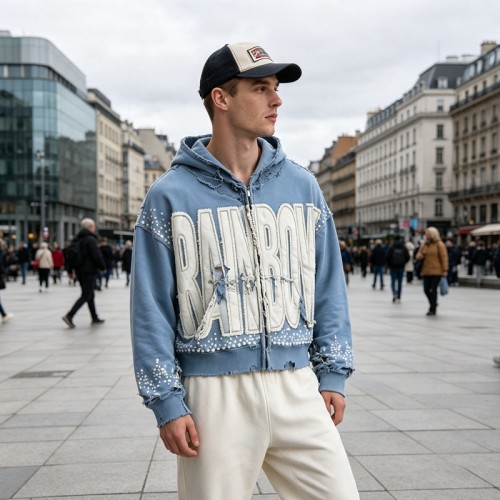Distressed washed Applique Letter Graphic Hoodie | Y2K Grunge Streetwear Apparel | OEM Streetwear