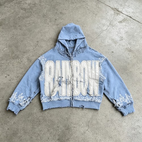 Distressed washed Applique Letter Graphic Hoodie | Y2K Grunge Streetwear Apparel | OEM Streetwear