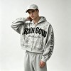 All Over DTG Print Gothic Screen Print Embroidery Distressed ripped Hoodie | Dark Gothic Streetwear | OEM Streetwear