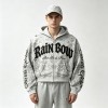 All Over DTG Print Gothic Screen Print Embroidery Distressed ripped Hoodie | Dark Gothic Streetwear | OEM Streetwear