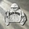 All Over DTG Print Gothic Screen Print Embroidery Distressed ripped Hoodie | Dark Gothic Streetwear | OEM Streetwear