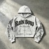 All Over DTG Print Gothic Screen Print Embroidery Distressed ripped Hoodie | Dark Gothic Streetwear | OEM Streetwear