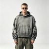 Distressed Ripped Hoodie Vintage Washed Star Applique | Oversized fit | Grunge street casual outfit | OEM Streetwear