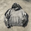 Distressed Ripped Hoodie Vintage Washed Star Applique | Oversized fit | Grunge street casual outfit | OEM Streetwear
