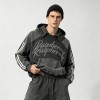 Vintage Washed Distressed Ripped Cropped Hoodie with DTG Print | Frayed Raw Edge | Custom Streetwear