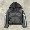 Vintage Washed Distressed Ripped Cropped Hoodie with DTG Print | Frayed Raw Edge | Custom Streetwear