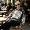 Distressed ripped Hoodie Vintage Washed Spray Dye Applique Rivet | Heavyweight Cotton Fleece | Custom Streetwear