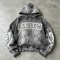 Distressed ripped Hoodie Vintage Washed Spray Dye Applique Rivet | Heavyweight Cotton Fleece | Custom Streetwear